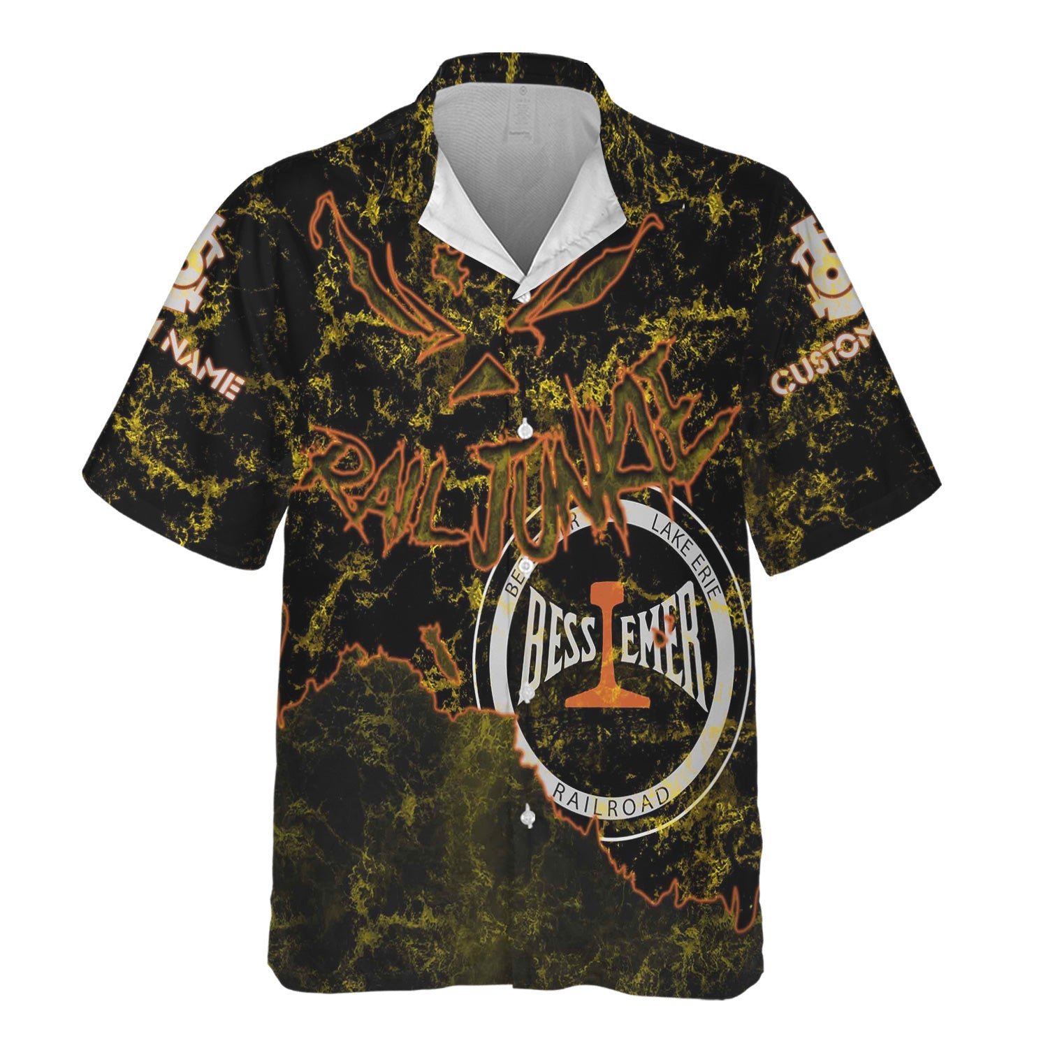 Railspirit Personalized Bessemer And Lake Erie Railroad Hawaiian Shirt Torn Graphic Style Train Shirt For Rail Junkie
