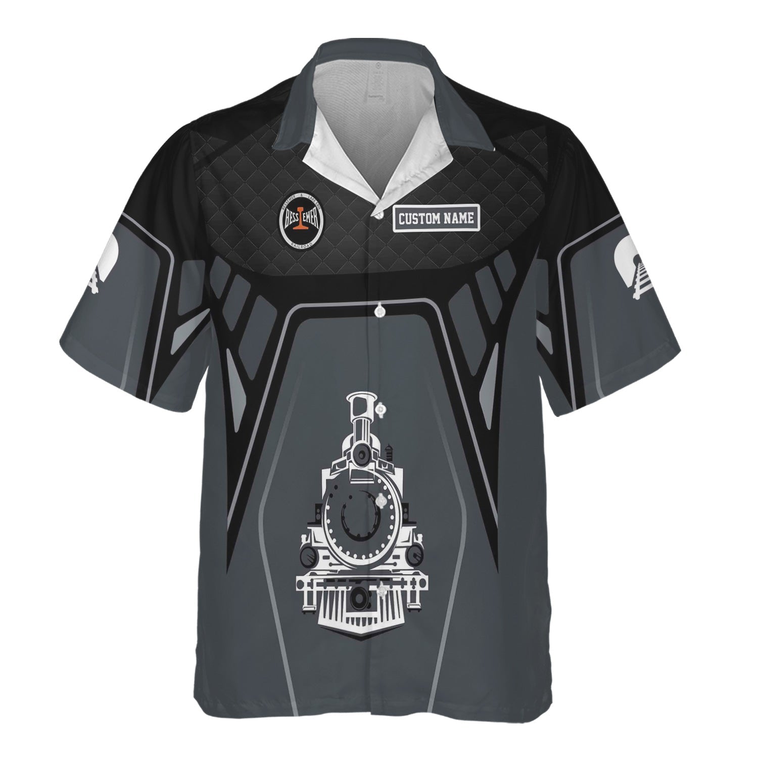 Railspirit Personalized Bessemer And Lake Erie Railroad Hawaiian Shirt Steam Locomotive Engine Graphic Train Shirt All Over Print