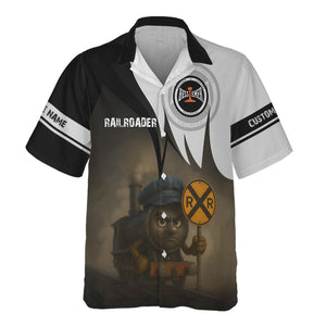 Railspirit Personalized Bessemer And Lake Erie Railroad Hawaiian Shirt Angry Train Hawaiian Shirt Gift Idea For Train Lover