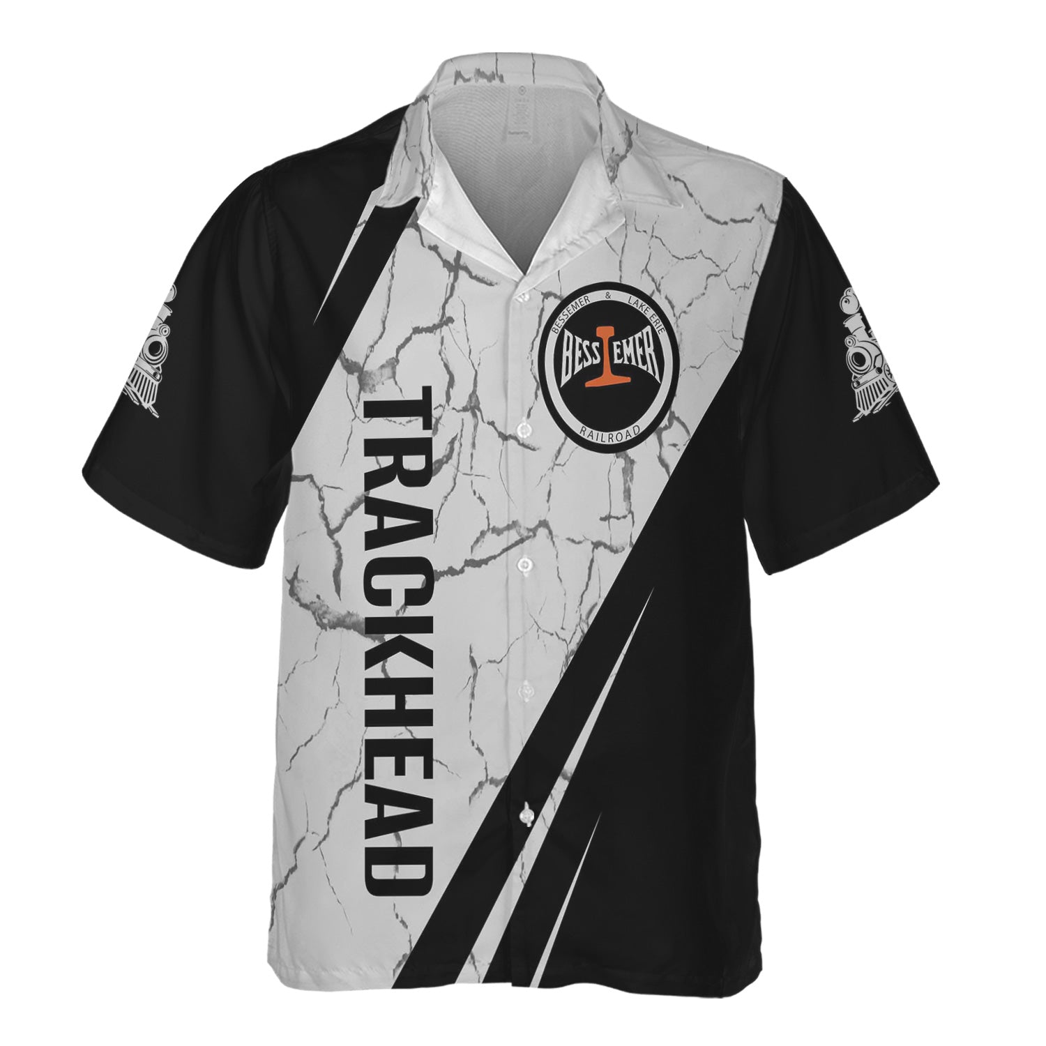 Railspirit Personalized Bessemer And Lake Erie Railroad Hawaiian Shirt Crackle Texture Style Shirt For Trackhead