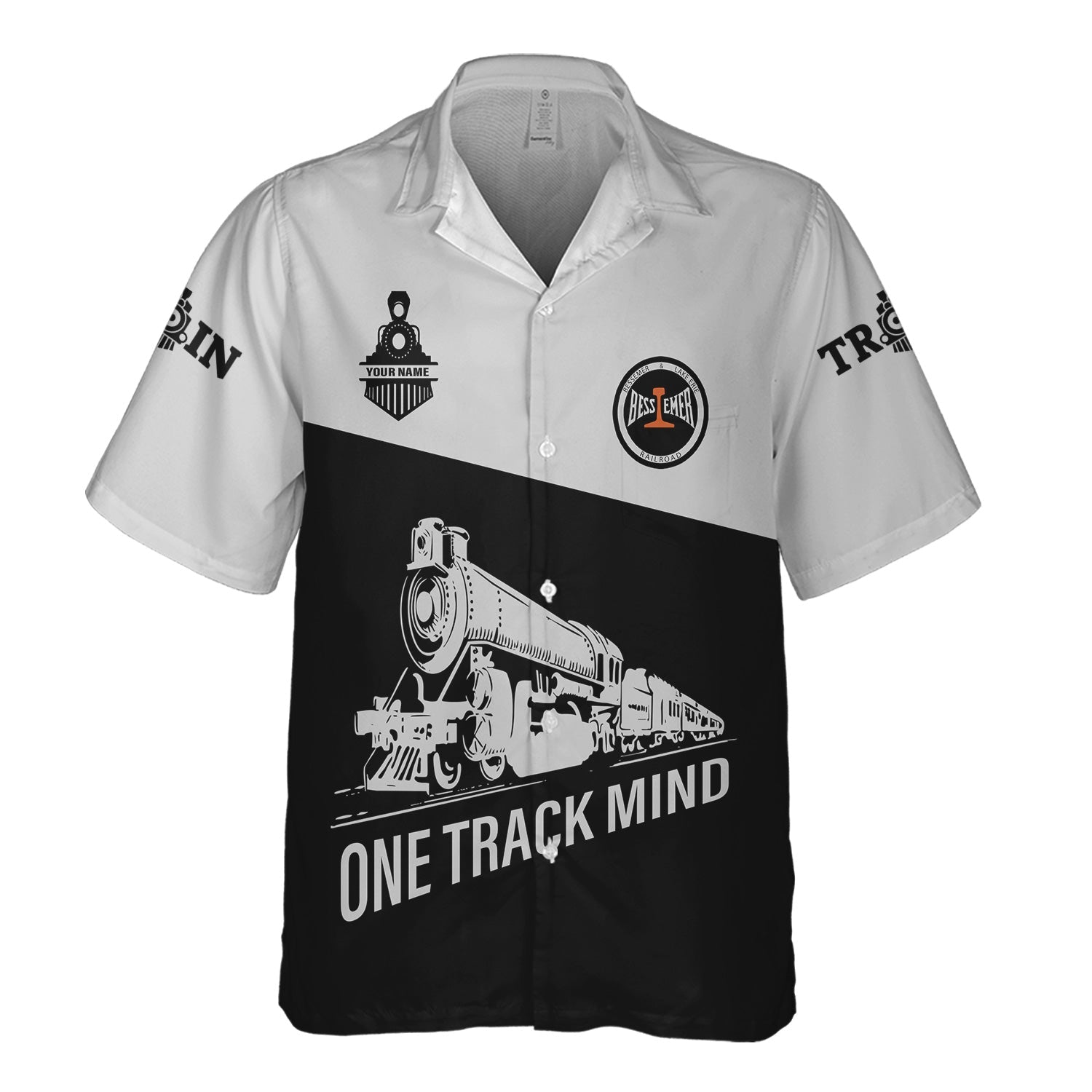 Railspirit Personalized Bessemer And Lake Erie Railroad Hawaiian Shirt One Track Mind Unisex Train Shirt Gift Idea For Train Lover