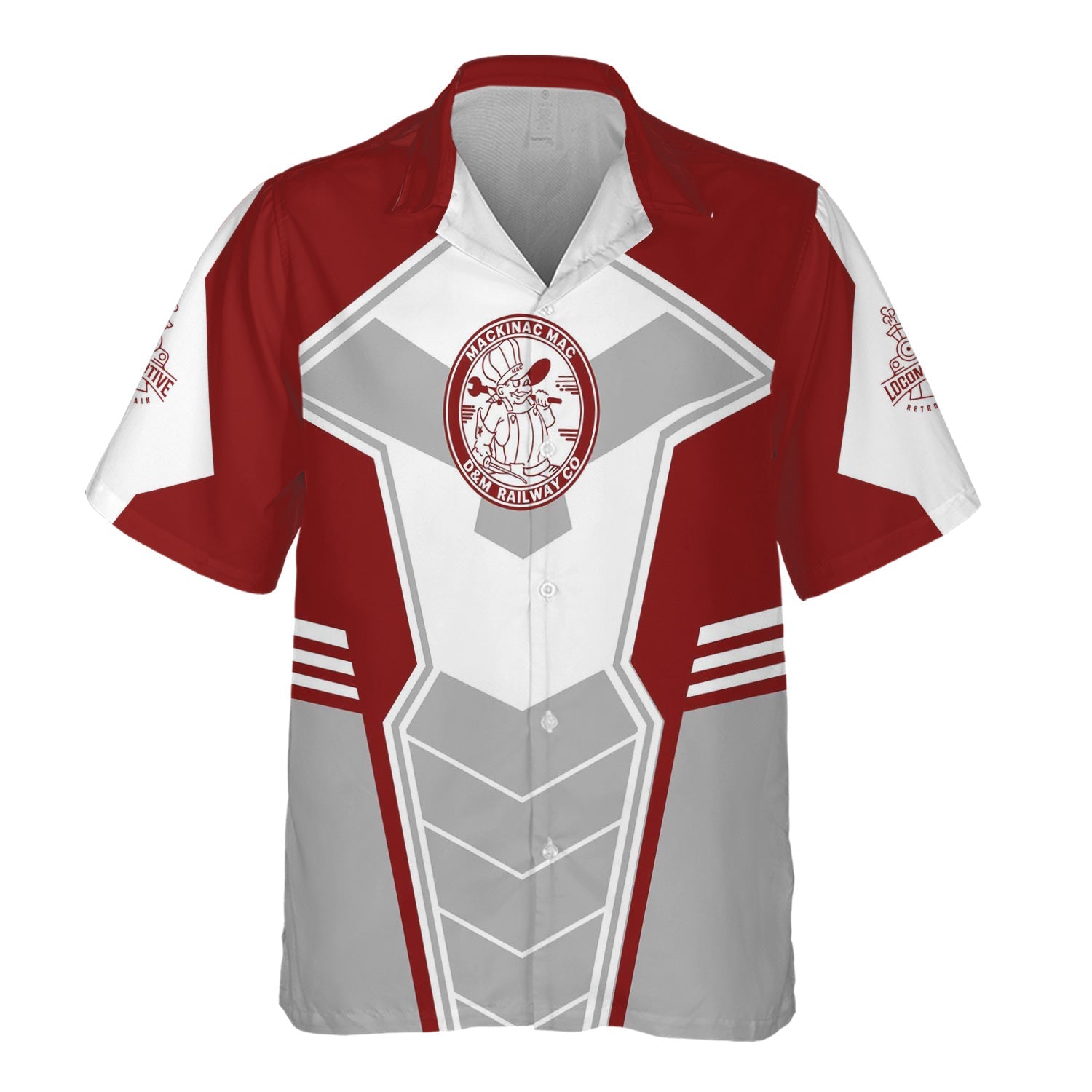 Railspirit Personalized Detroit & Mackinac Railroad Hawaiian Shirt Engine-Inspired Style Train Shirt for Railroad Fanatic