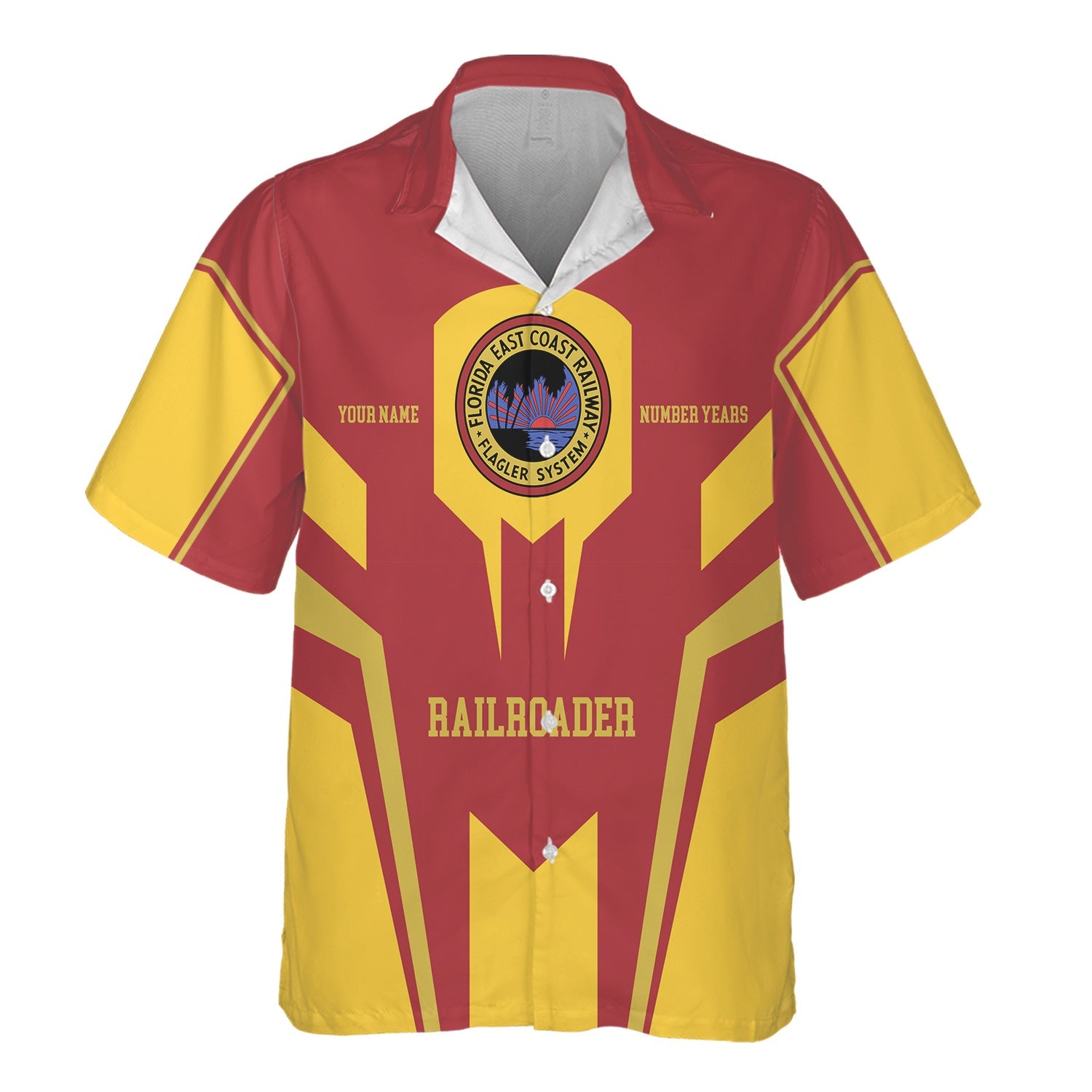 Railspirit Personalized Florida East Coast Railway Hawaiian Shirt Custom Year Railroader Shirt Gift Idea For Train Lover