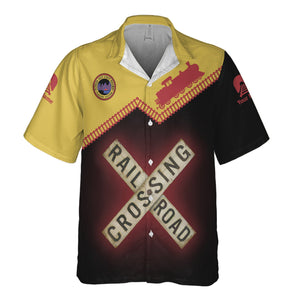 Railspirit Personalized Florida East Coast Railway Hawaiian Shirt Railroad Crossing Printed Train Track Shirt