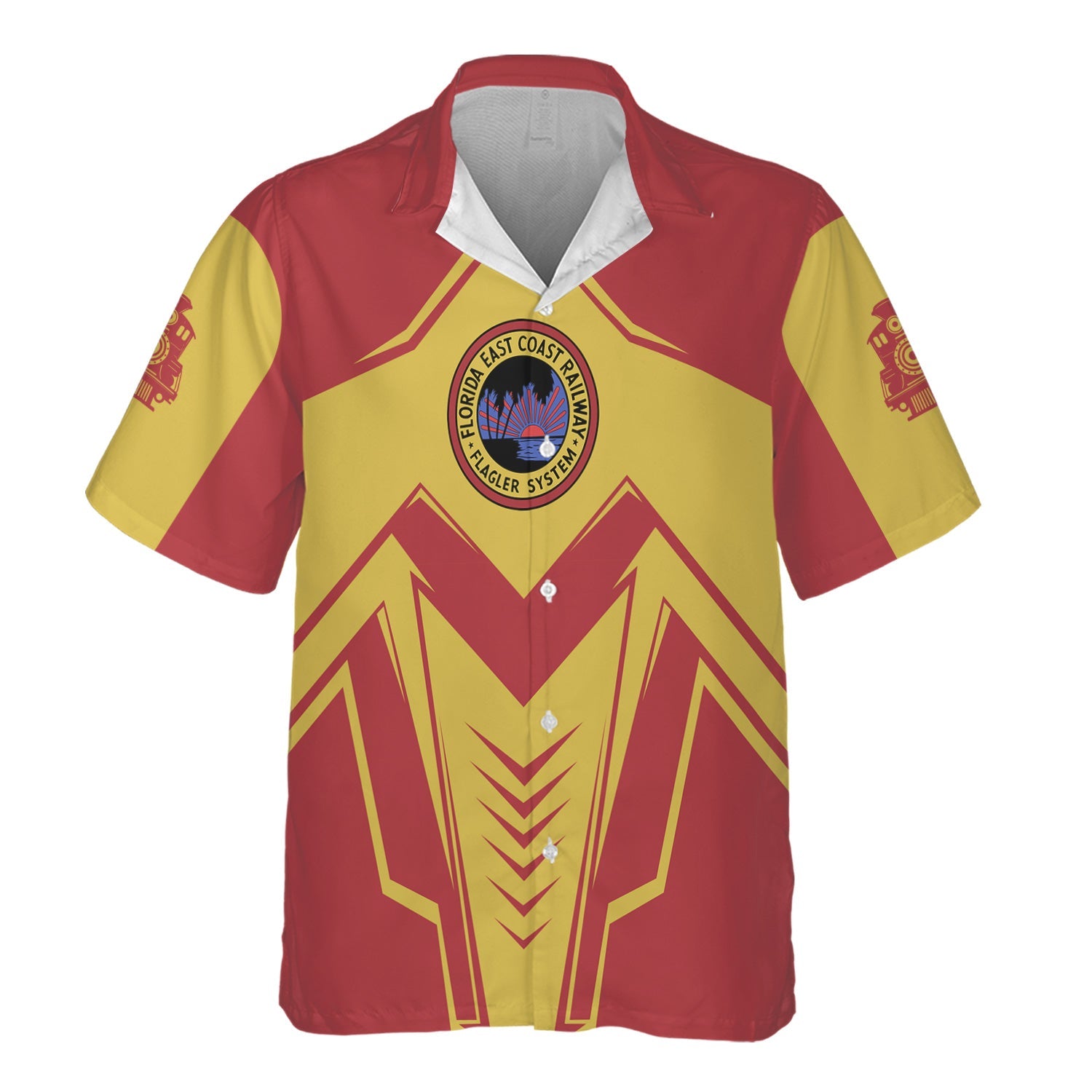 Railspirit Personalized Florida East Coast Railway Hawaiian Shirt Railway Trainspotter Style Shirt Gift Idea For Foamers