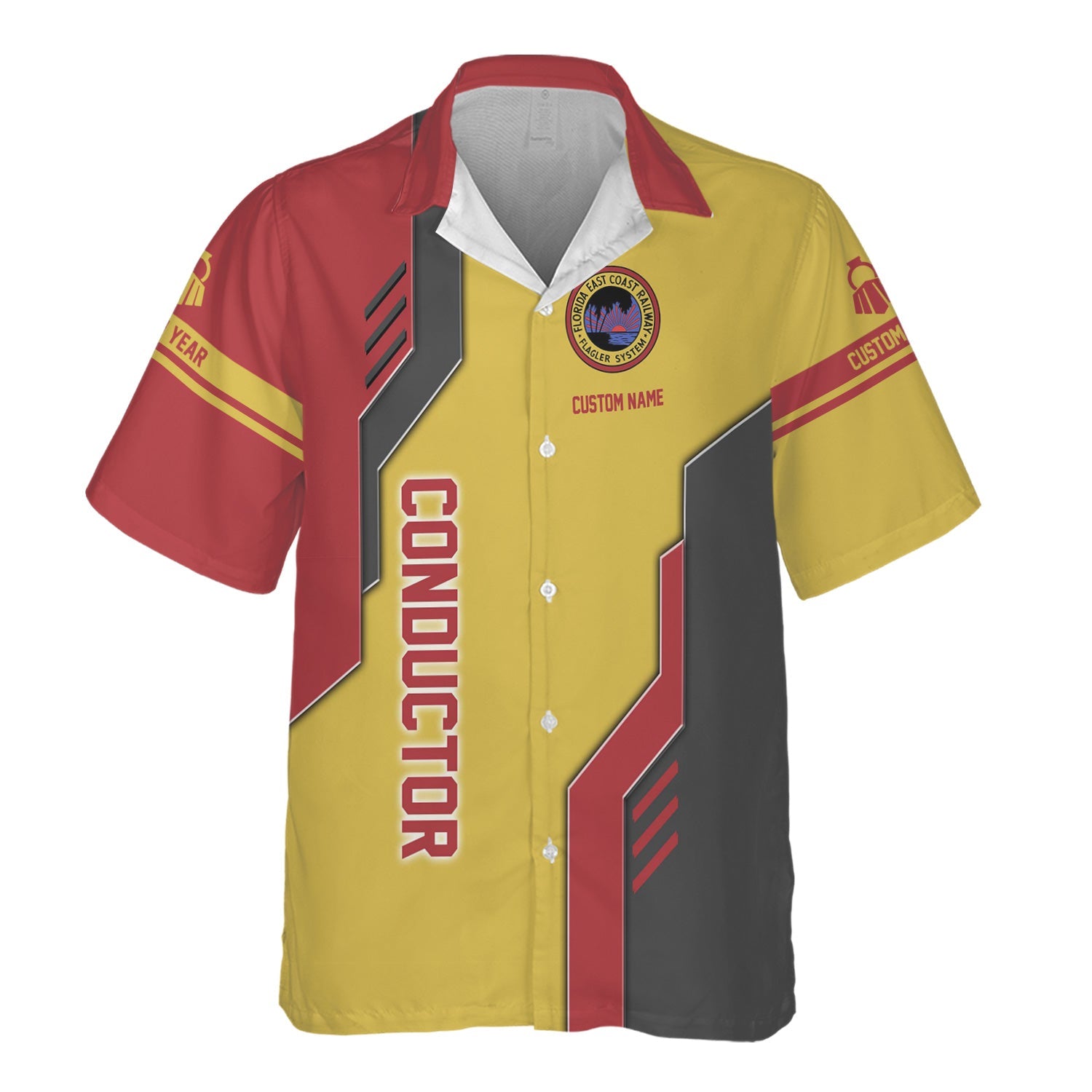 Railspirit Personalized Florida East Coast Railway Hawaiian Shirt Unique Railway Style with Custom Job Train Shirt