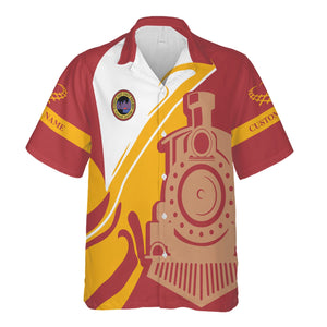 Railspirit Personalized Florida East Coast Railway Hawaiian Shirt Flame-Inspired Style Shirt Gift Idea For Train Lovers
