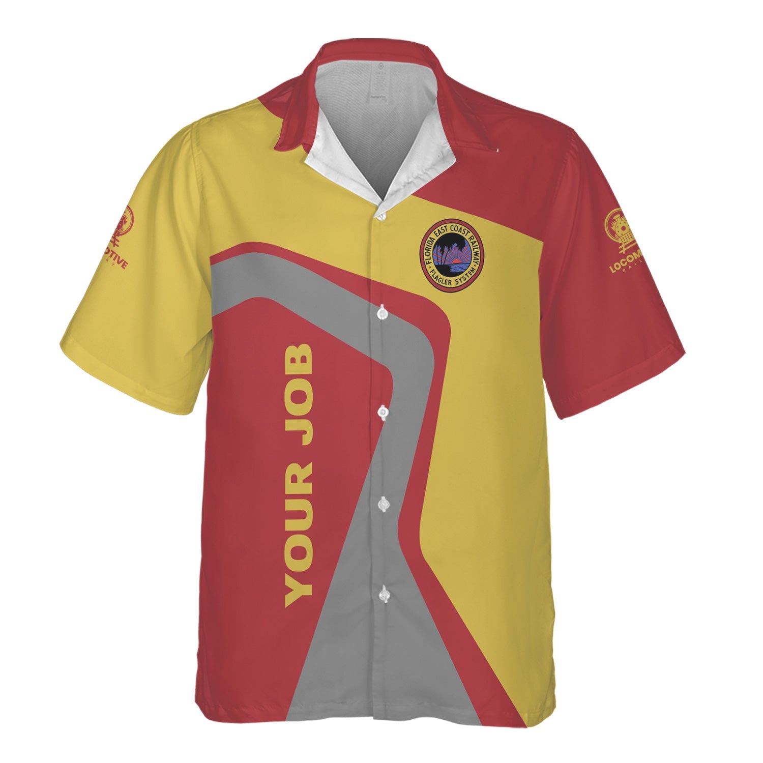 Railspirit Personalized Florida East Coast Railway Hawaiian Shirt Unique Design with Custom Job Position Train Shirt