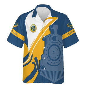 Railspirit Personalized Alaska Railroad Hawaiian Shirt Flame-Inspired Style Shirt Gift Idea For Train Lovers
