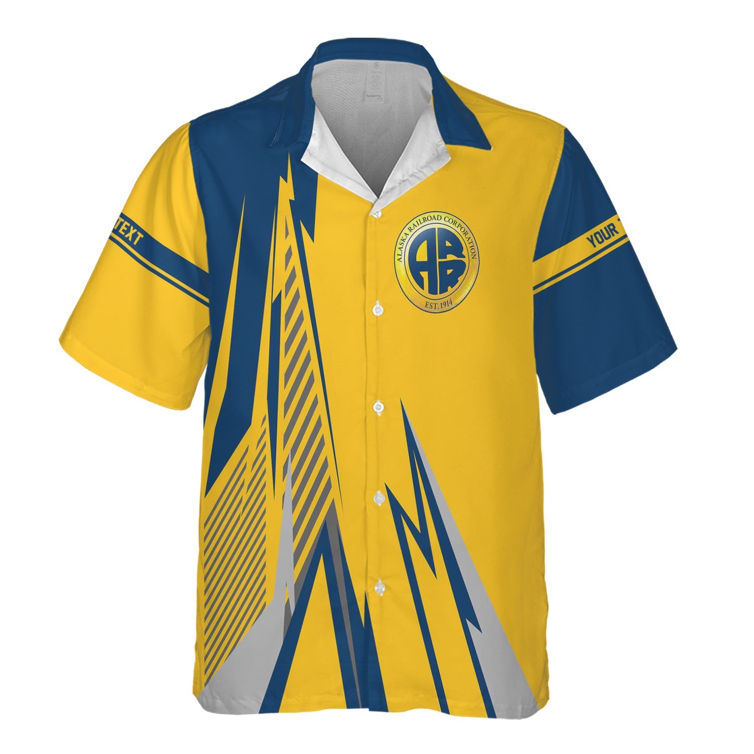 Railspirit Personalized Alaska Railroad Hawaiian Shirt Lightning-Inspired Railway Style Shirt For Train Lovers