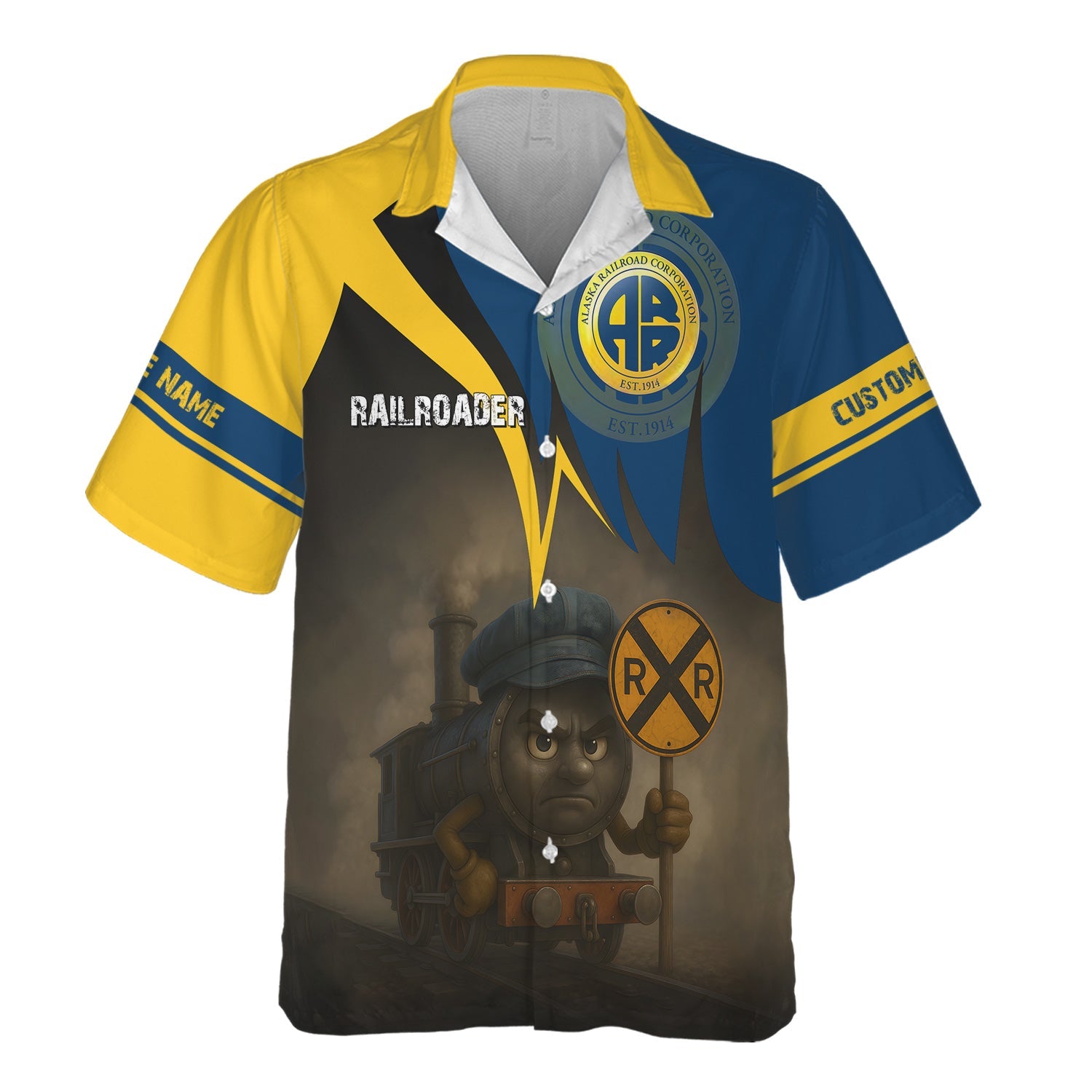 Railspirit Personalized Alaska Railroad Hawaiian Shirt Angry Train Hawaiian Shirt Gift Idea For Train Lover