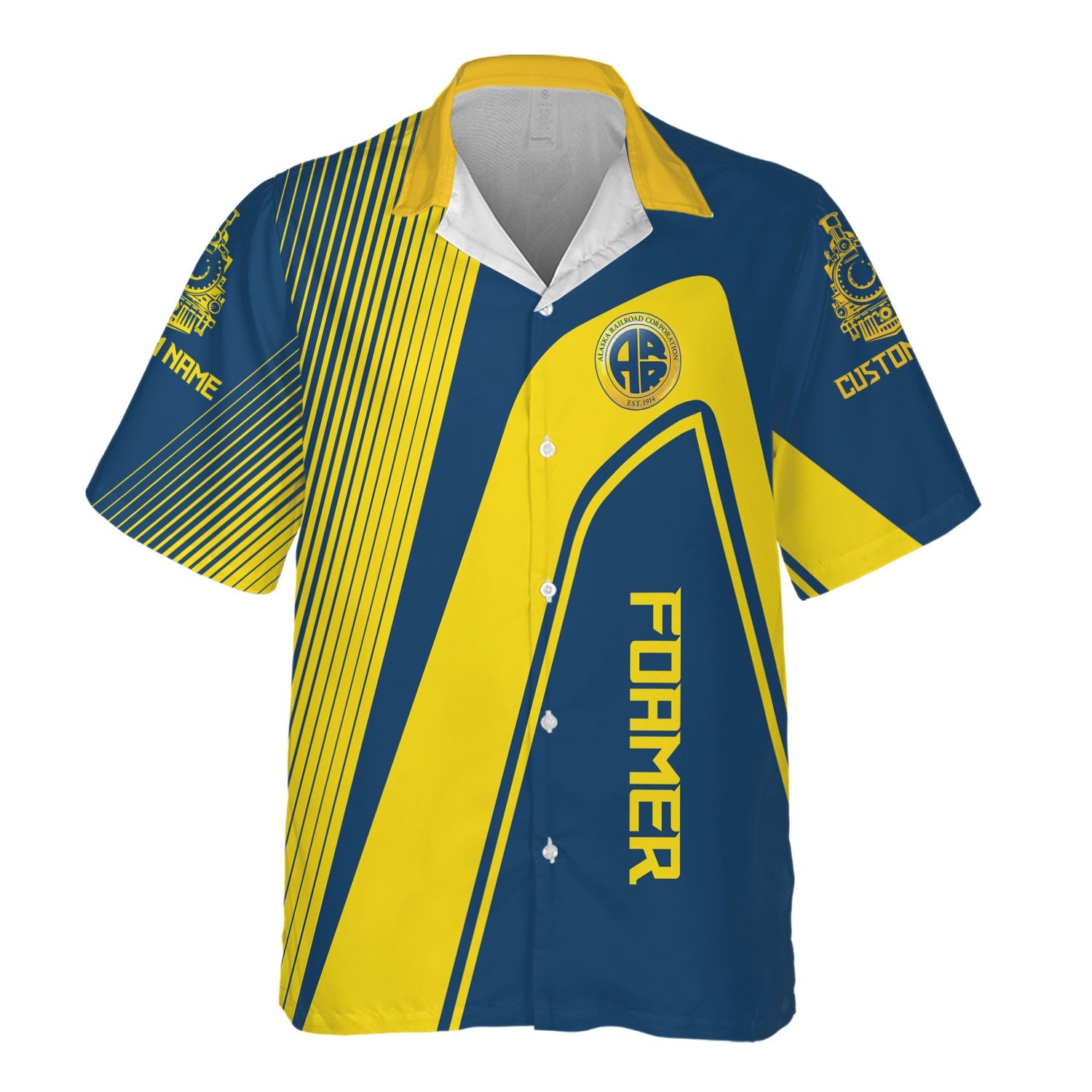 Railspirit Personalized Alaska Railroad Hawaiian Shirt Vibrant Striking Style Shirt For Rail Enthusiasts