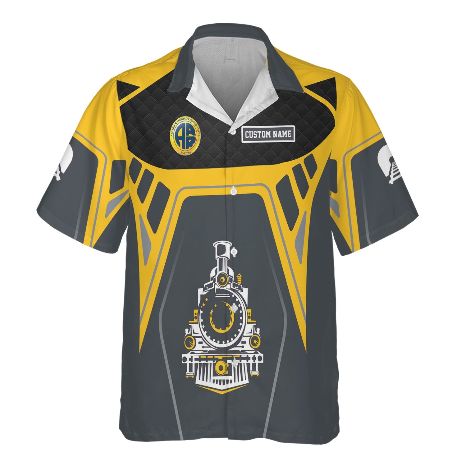 Railspirit Personalized Alaska Railroad Hawaiian Shirt Steam Locomotive Engine Graphic Train Shirt All Over Print