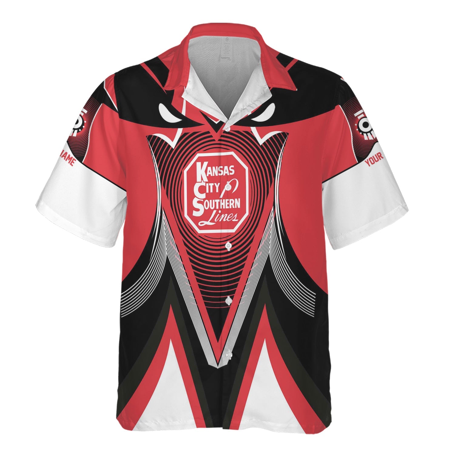 Railspirit Personalized Kansas City Southern Hawaiian Shirt Vibrant Graphic Pattern Shirt For Train Enthusiasts