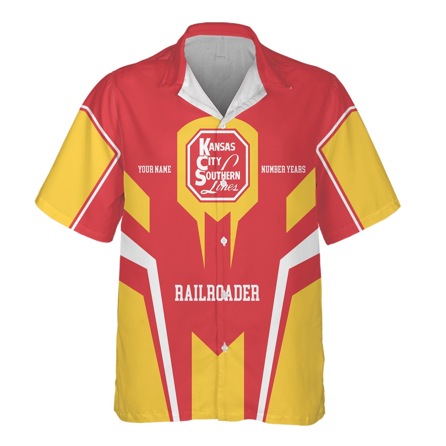 Railspirit Personalized Kansas City Southern Hawaiian Shirt Custom Year Railroader Shirt Gift Idea For Train Lover