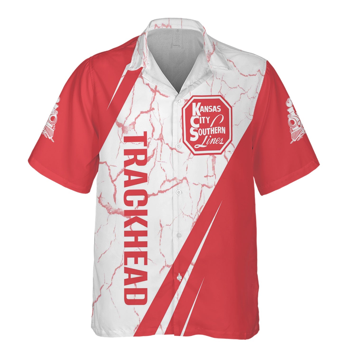 Railspirit Personalized Kansas City Southern Hawaiian Shirt Crackle Texture Style Shirt For Trackhead