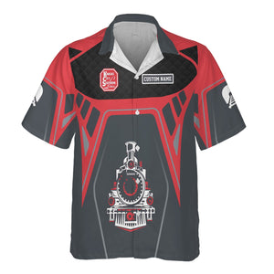 Railspirit Personalized Kansas City Southern Hawaiian Shirt Steam Locomotive Engine Graphic Train Shirt All Over Print
