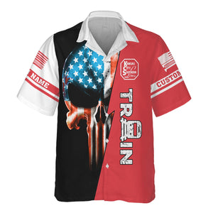 Railspirit Personalized Kansas City Southern Hawaiian Shirt Train Skull American Flag Shirt All Over Print