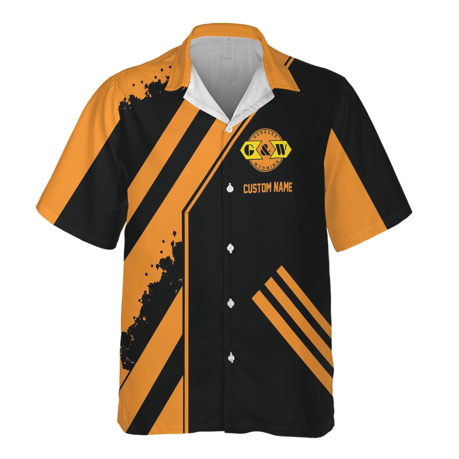 Railspirit Personalized Genesee & Wyoming Inc. Railroad Hawaiian Shirt Locomotive Design Train Shirt for Train Enthusiast