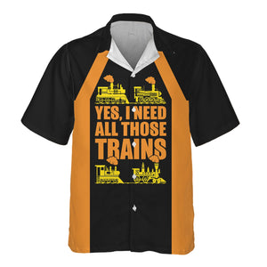 Railspirit Custom Name Genesee & Wyoming Inc. Railroad Hawaiian Shirt Yes I Need All Those Train Printed Shirt