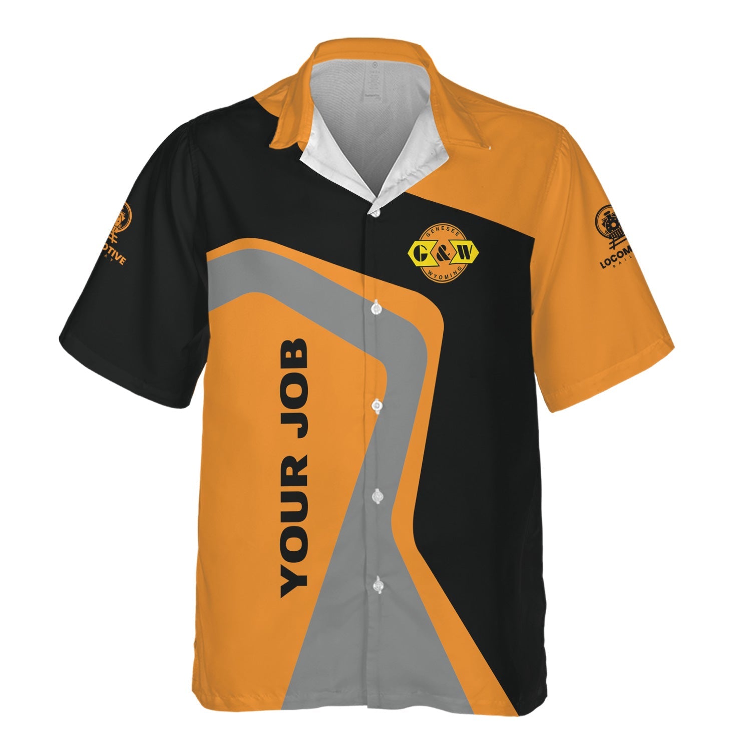 Railspirit Personalized Genesee & Wyoming Inc. Railroad Hawaiian Shirt Unique Design with Custom Job Position Train Shirt