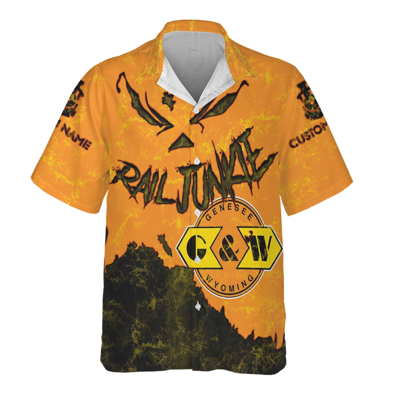 Railspirit Personalized Genesee & Wyoming Inc. Railroad Hawaiian Shirt Torn Graphic Style Train Shirt For Rail Junkie