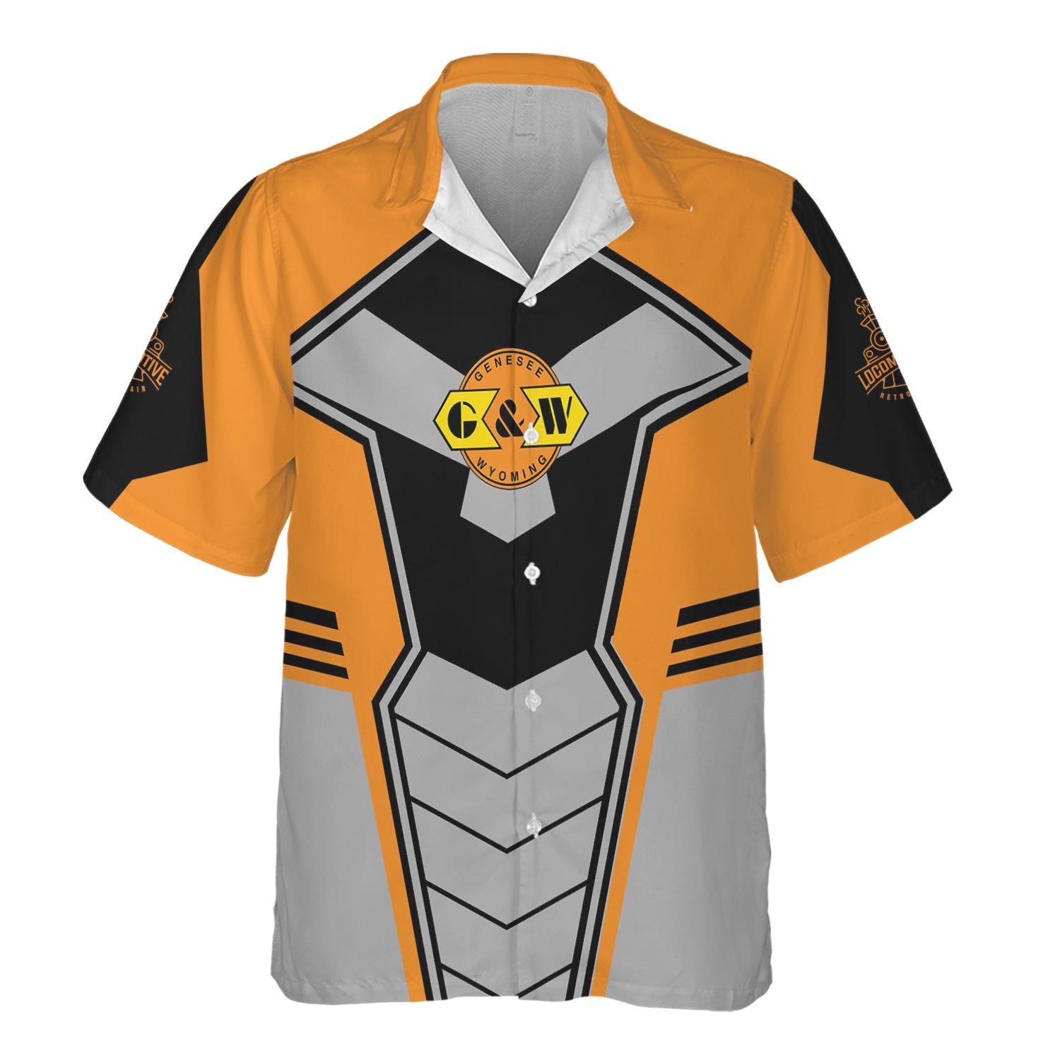 Railspirit Personalized Genesee & Wyoming Inc. Railroad Hawaiian Shirt Engine-Inspired Style Train Shirt for Railroad Fanatic