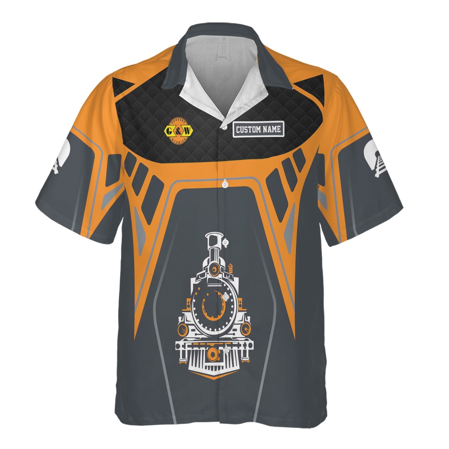 Railspirit Personalized Genesee & Wyoming Inc. Railroad Hawaiian Shirt Steam Locomotive Engine Graphic Train Shirt All Over Print
