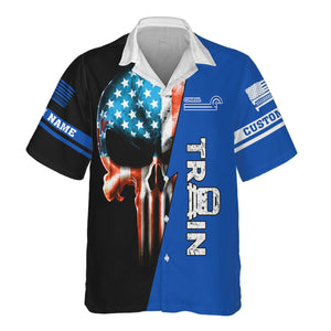 Railspirit Personalized Conrail Railroad Hawaiian Shirt Train Skull American Flag Shirt All Over Print