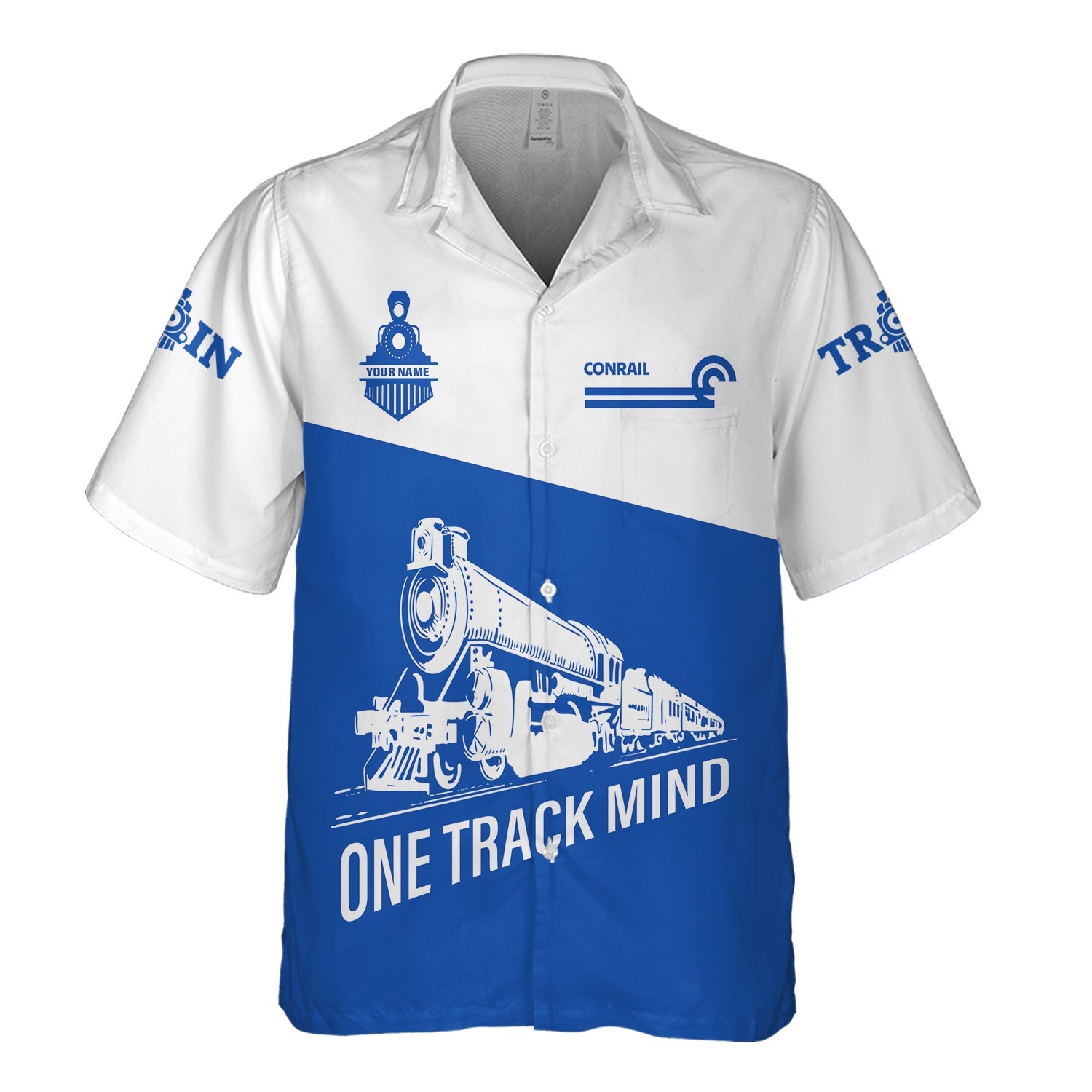 Railspirit Personalized Conrail Railroad Hawaiian Shirt One Track Mind Unisex Train Shirt Gift Idea For Train Lover