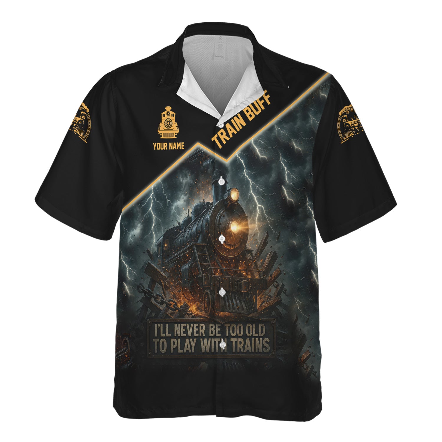 Railspirit Personalized Train Buff Hawaiian Shirt I'll Never Too Old To Play With Trains Shirt For Train Lovers