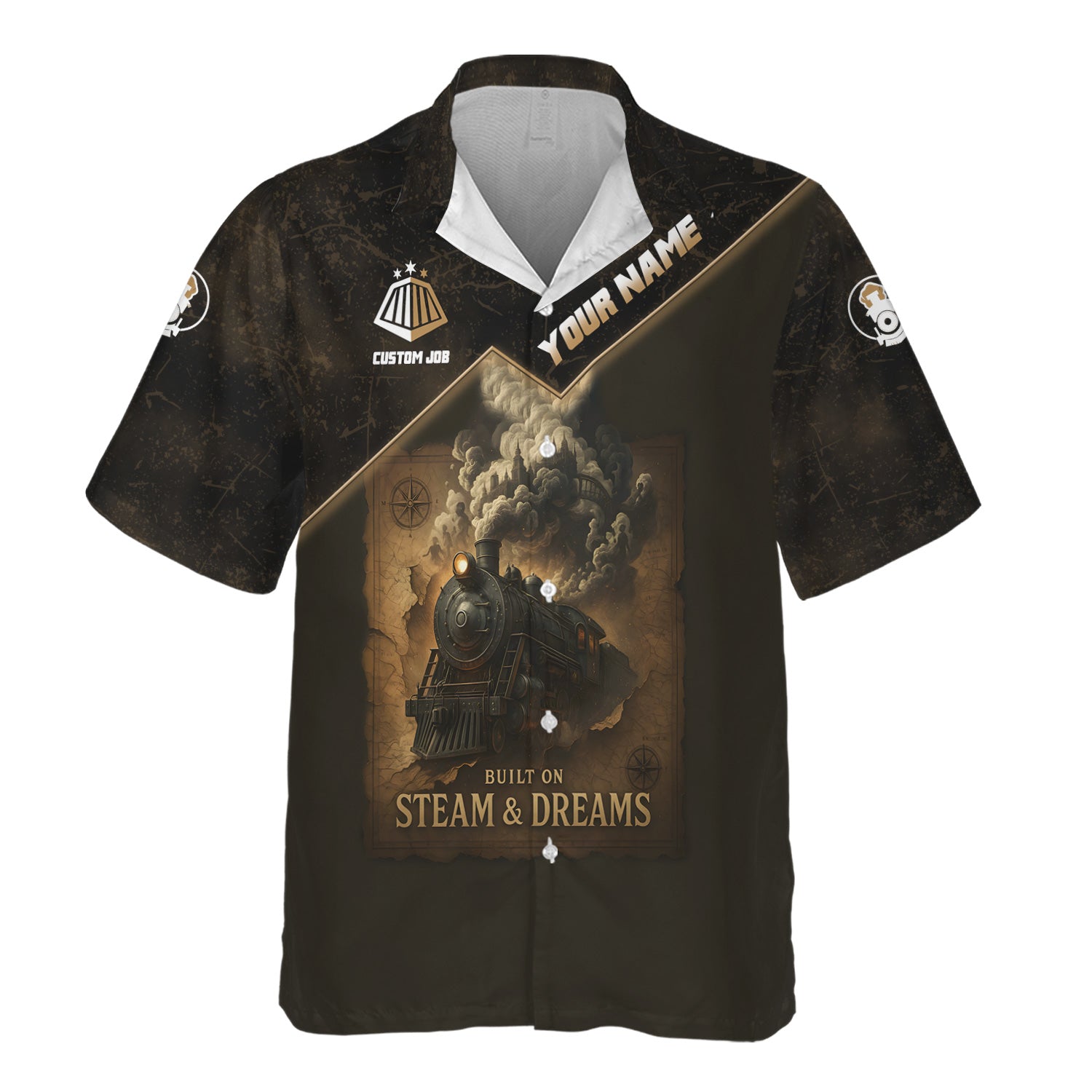 Railspirit Personalized Hawaiian Shirt Built on Steam and Dreams with Custom Position Vintage Train Shirt