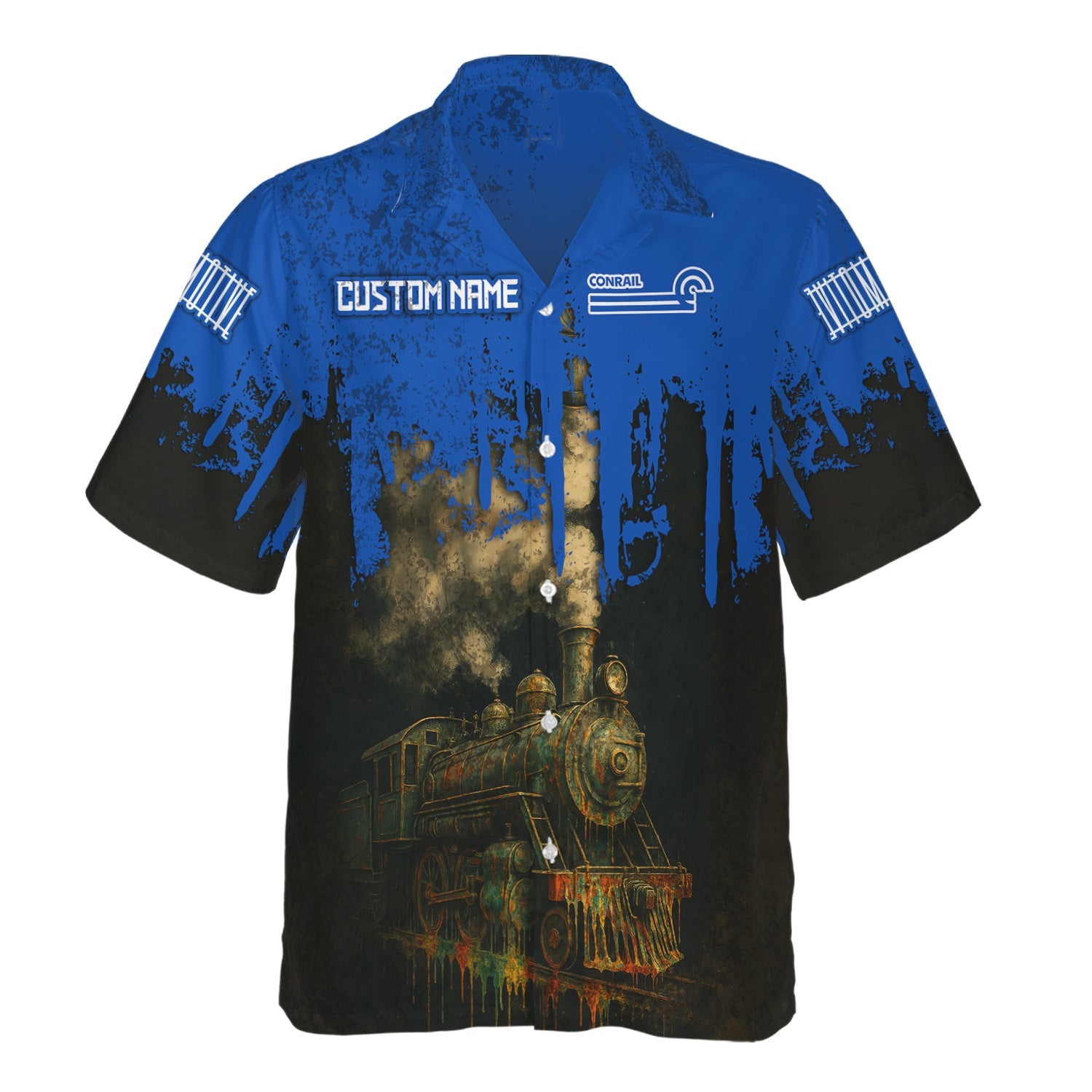Railspirit Personalized Conrail Railroad Hawaiian Shirt Vintage Train Art Style Shirt For Locomotive Fans