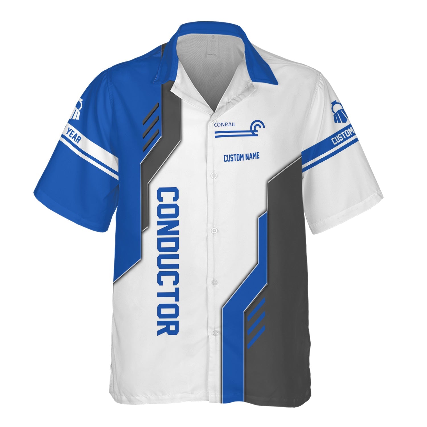 Railspirit Personalized Conrail Railroad Hawaiian Shirt Unique Railway Style with Custom Job Train Shirt