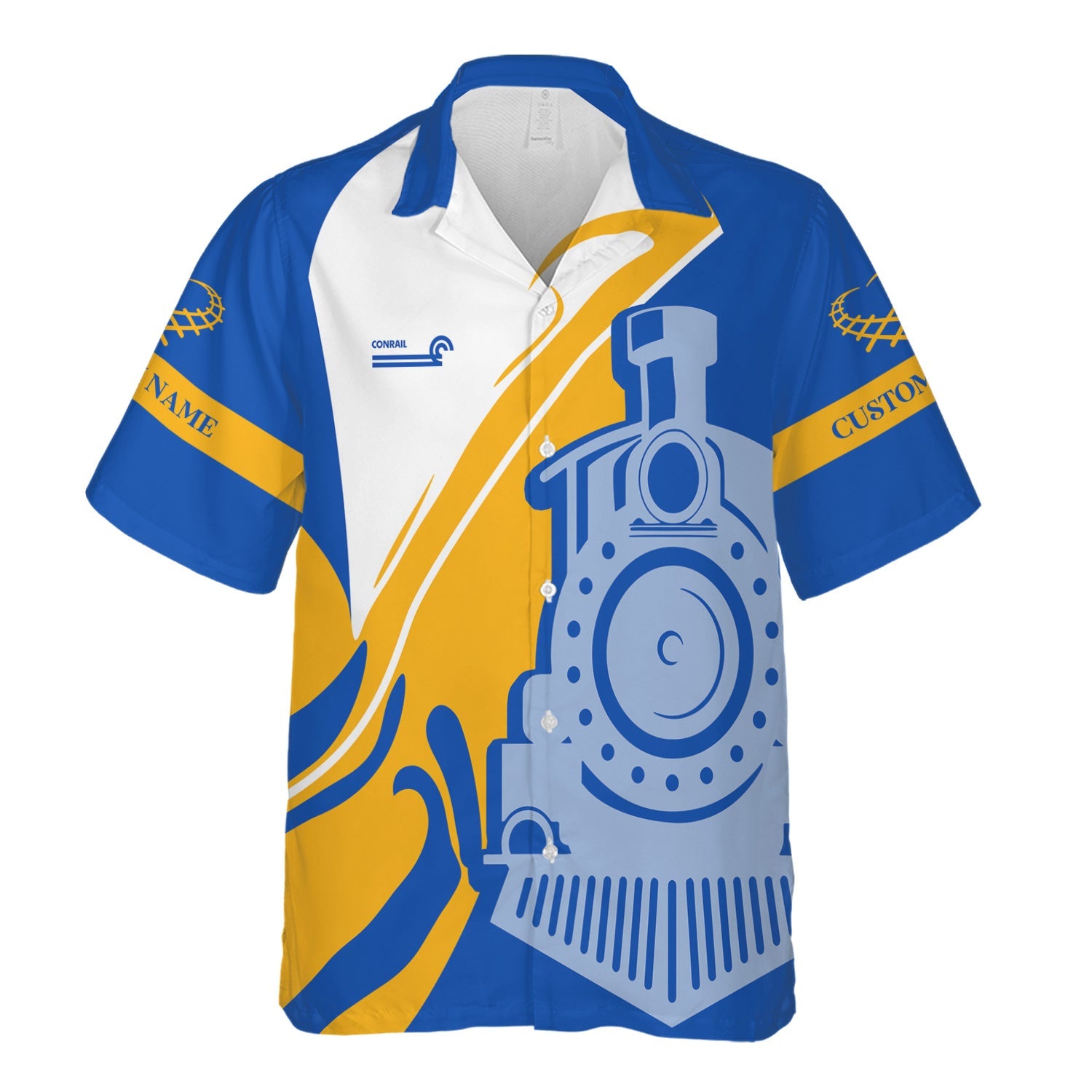 Railspirit Personalized Conrail Railroad Hawaiian Shirt Flame-Inspired Style Shirt Gift Idea For Train Lovers