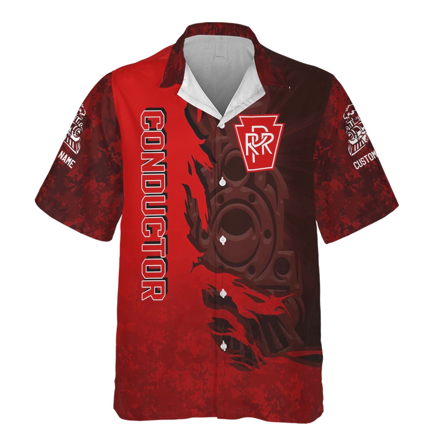 Railspirit Personalized Pennsylvania Railroad Hawaiian Shirt Blazing Style with Custom Position Train Shirt