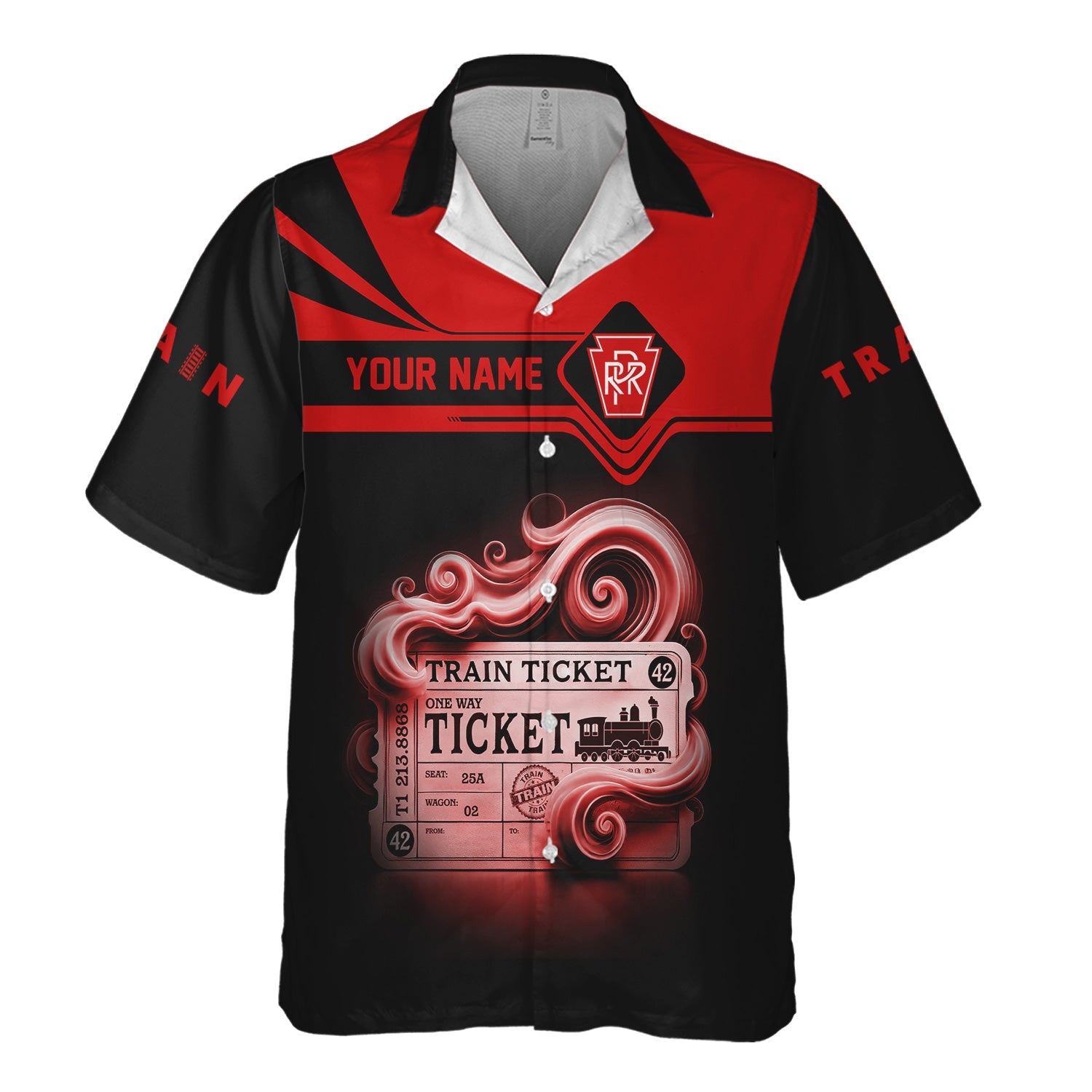 Railspirit Personalized Pennsylvania Railroad Hawaiian Shirt Train Ticket  American Locomotive Printed Train