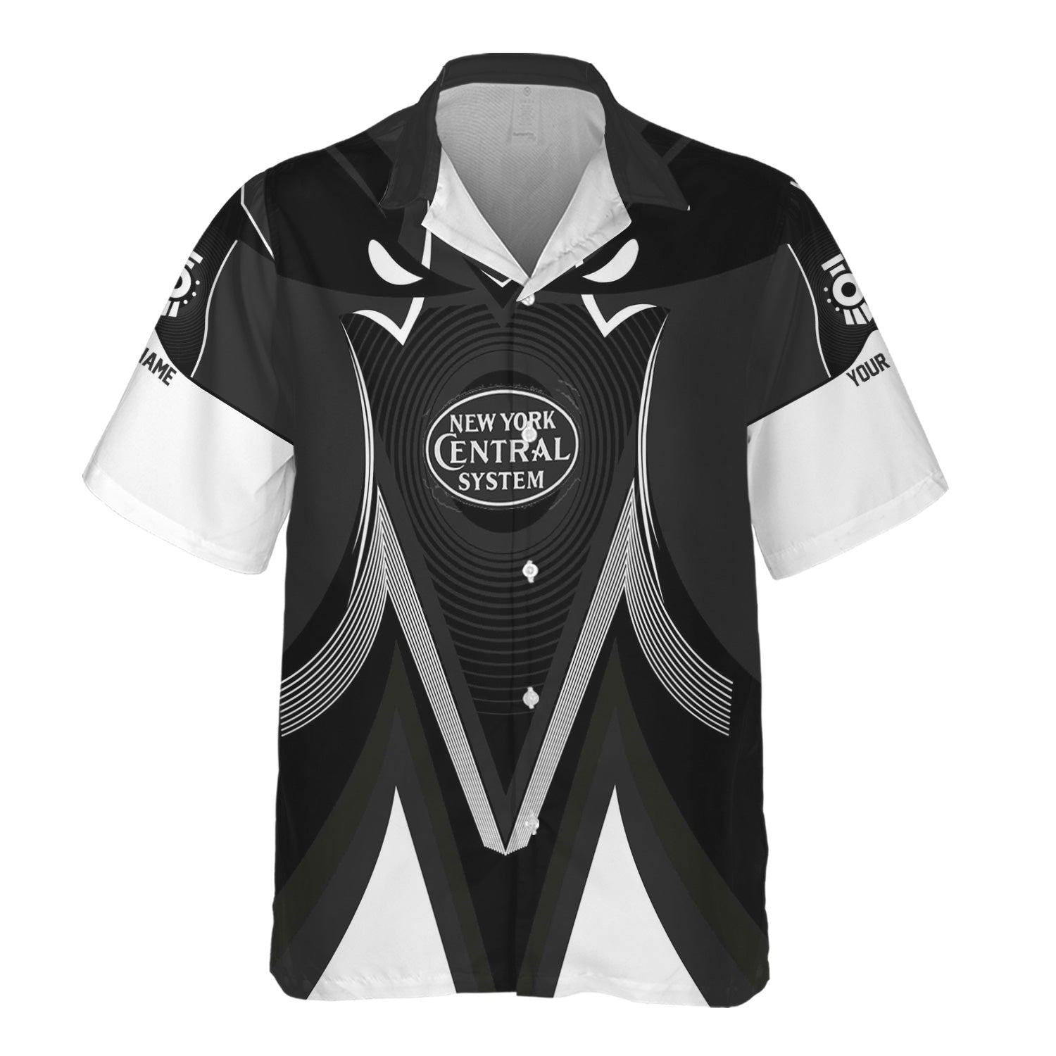 Railspirit Personalized New York Central Railroad Hawaiian Shirt Vibrant Graphic Pattern Shirt For Train Enthusiasts