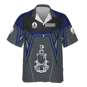 Railspirit Personalized Baltimore and Ohio Railroad Hawaiian Shirt Steam Locomotive Engine Graphic B&O Train Shirt All Over Print