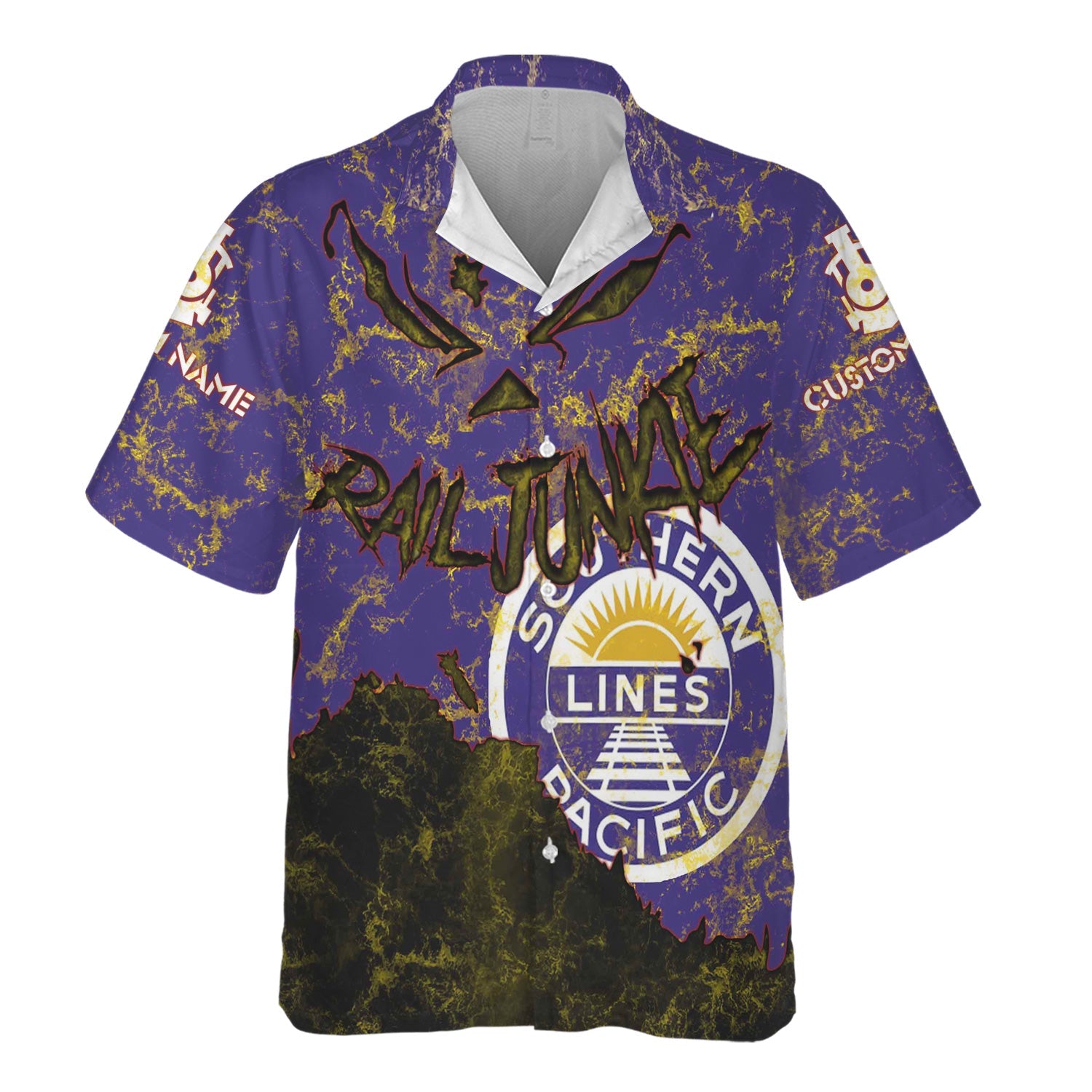 Railspirit Personalized Southern Pacific Railroad Hawaiian Shirt Torn Graphic Style Train Shirt For Rail Junkie