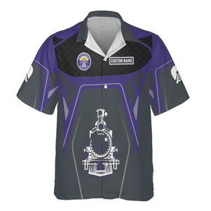 Railspirit Personalized Southern Pacific Railroad Hawaiian Shirt Steam Locomotive Engine Graphic Train Shirt All Over Print