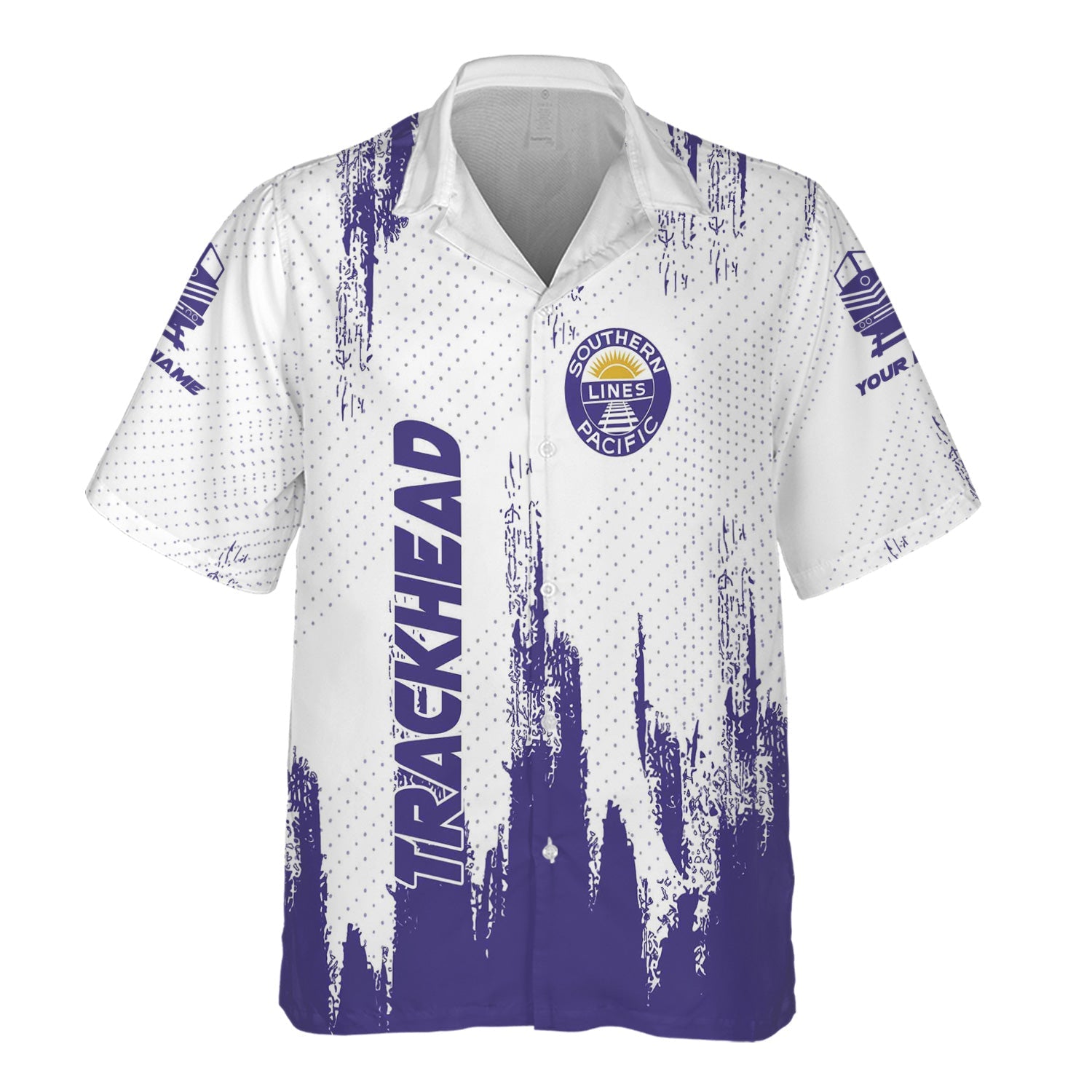 Railspirit Personalized Southern Pacific Railroad Hawaiian Shirt Paint Impact Design Train Shirt for Trackhead