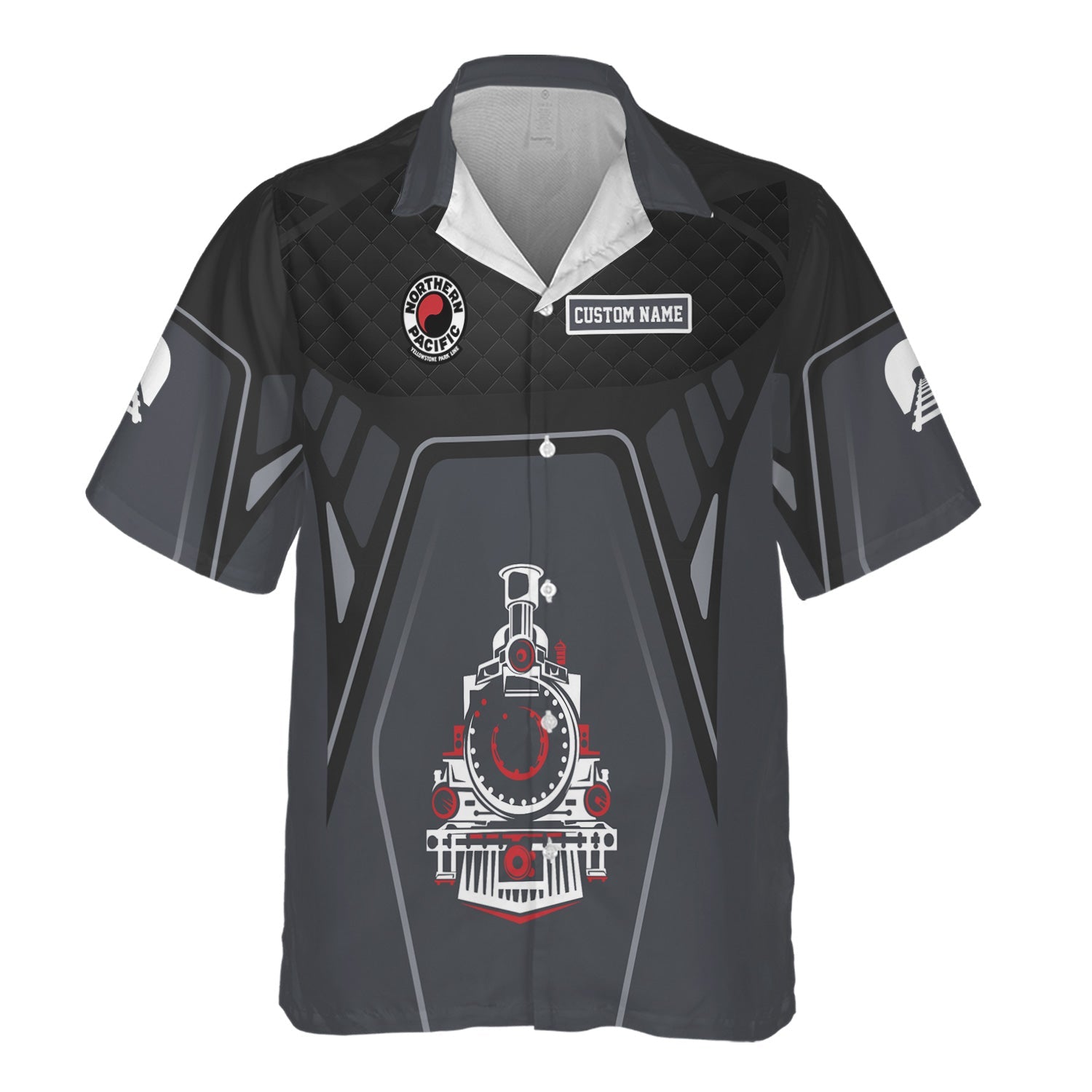 Railspirit Personalized Northern Pacific Railway Hawaiian Shirt Steam Locomotive Engine Graphic Train Shirt All Over Print