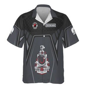 Railspirit Personalized Northern Pacific Railway Hawaiian Shirt Steam Locomotive Engine Graphic Train Shirt All Over Print