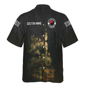 Railspirit Personalized Northern Pacific Railway Hawaiian Shirt Vintage Train Art Style Shirt For Locomotive Fans