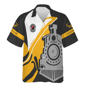 Railspirit Personalized Northern Pacific Railway Hawaiian Shirt Flame-Inspired Style Shirt Gift Idea For Train Lovers