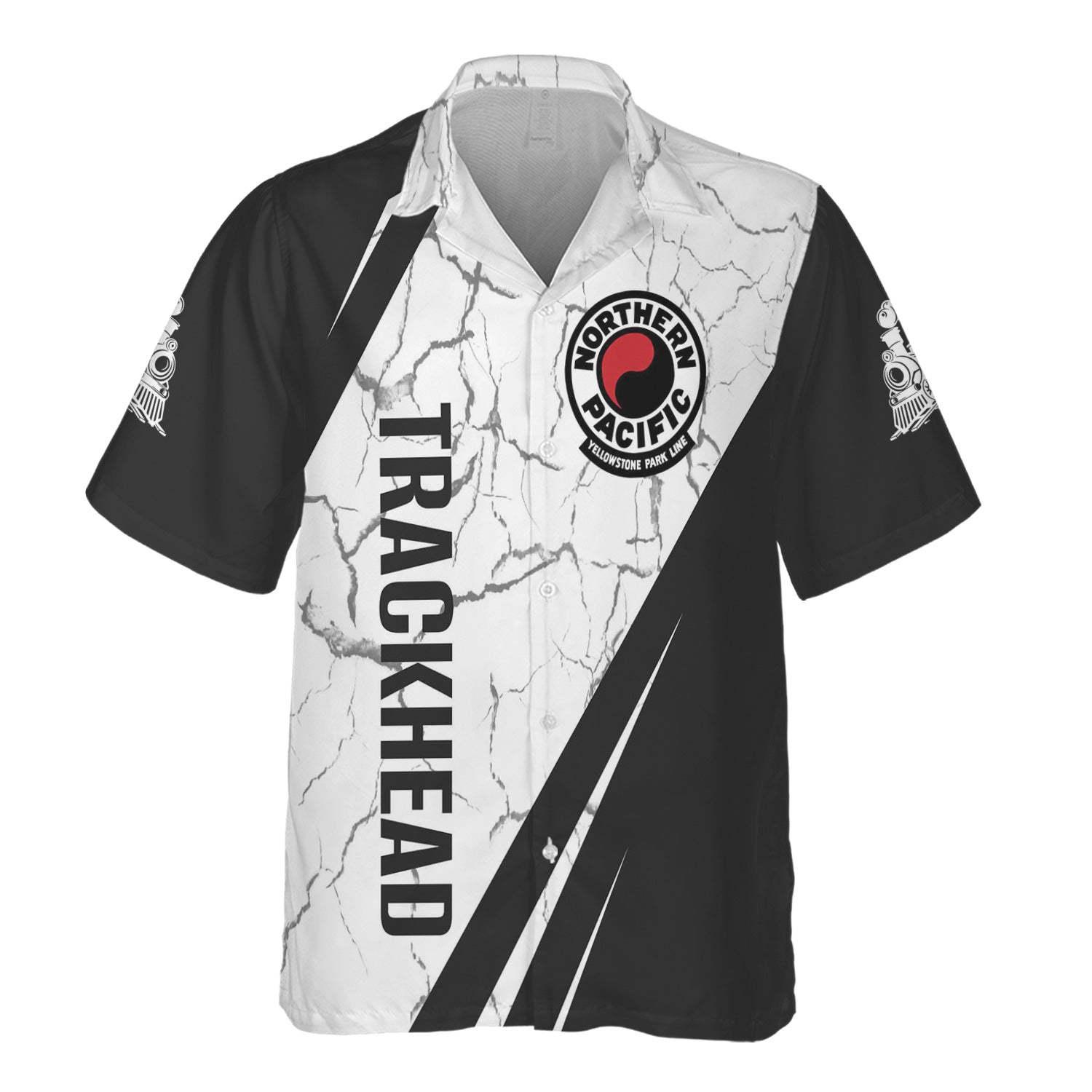 Railspirit Personalized Northern Pacific Railway Hawaiian Shirt Crackle Texture Style Shirt For Trackhead