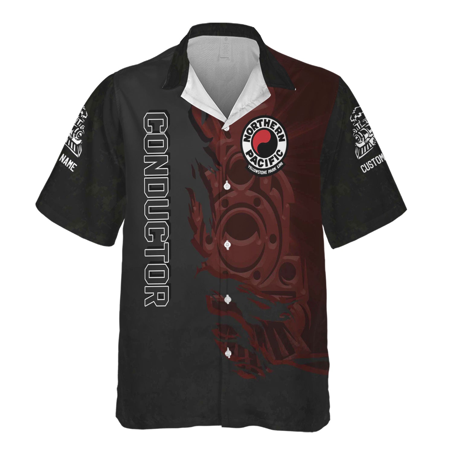 Railspirit Personalized Northern Pacific Railway Hawaiian Shirt Blazing Style with Custom Position Train Shirt