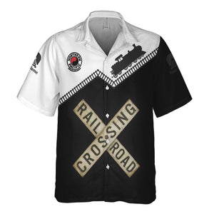 Railspirit Personalized Northern Pacific Railway Hawaiian Shirt Railroad Crossing Printed Train Track Shirt