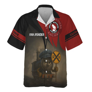 Railspirit Personalized Great Northern Railway Hawaiian Shirt Angry Train GNR Hawaiian Shirt Gift Idea For Train Lover